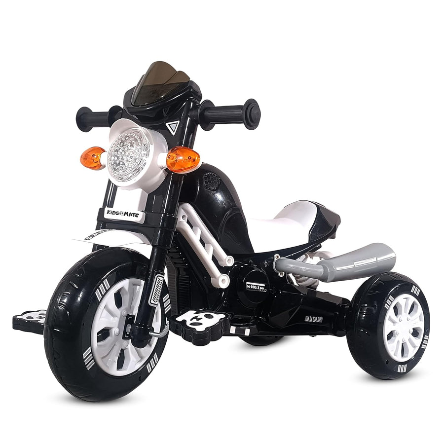 Kidsmate Turbo Bike Pedal Tricycle for Kids | Musical Horn & Lights | Ages 3-6 | Black-White theKidsmate.com