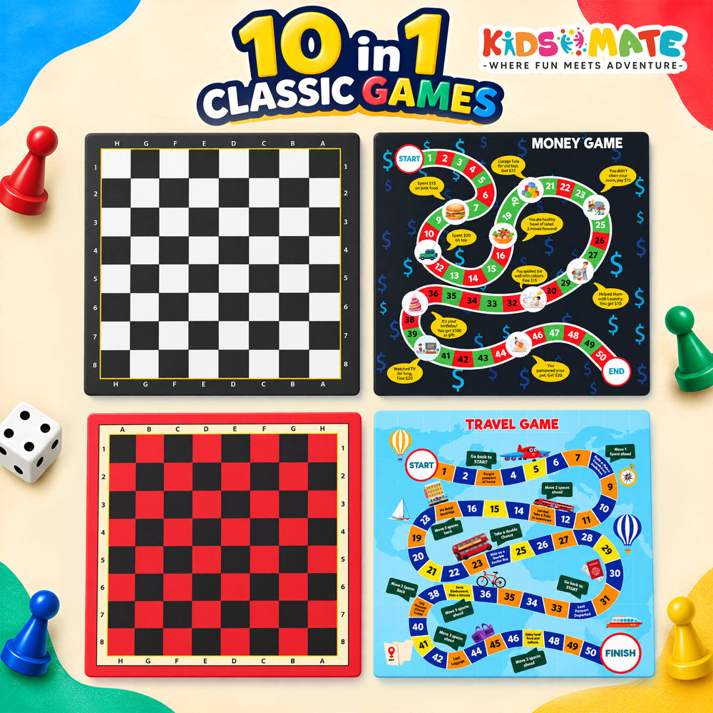 Kidsmate Classic Board Games 10 in 1 Set theKidsmate.com