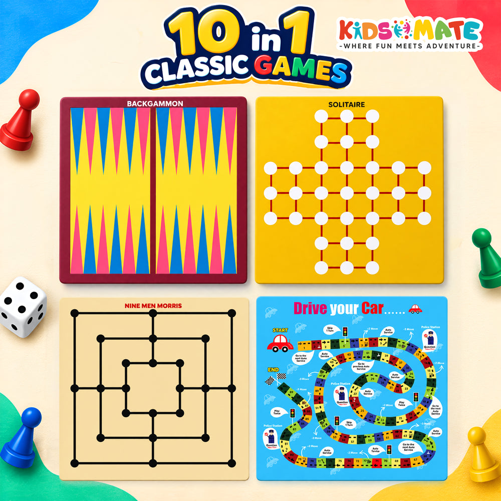 Kidsmate Classic Board Games 10 in 1 Set theKidsmate.com