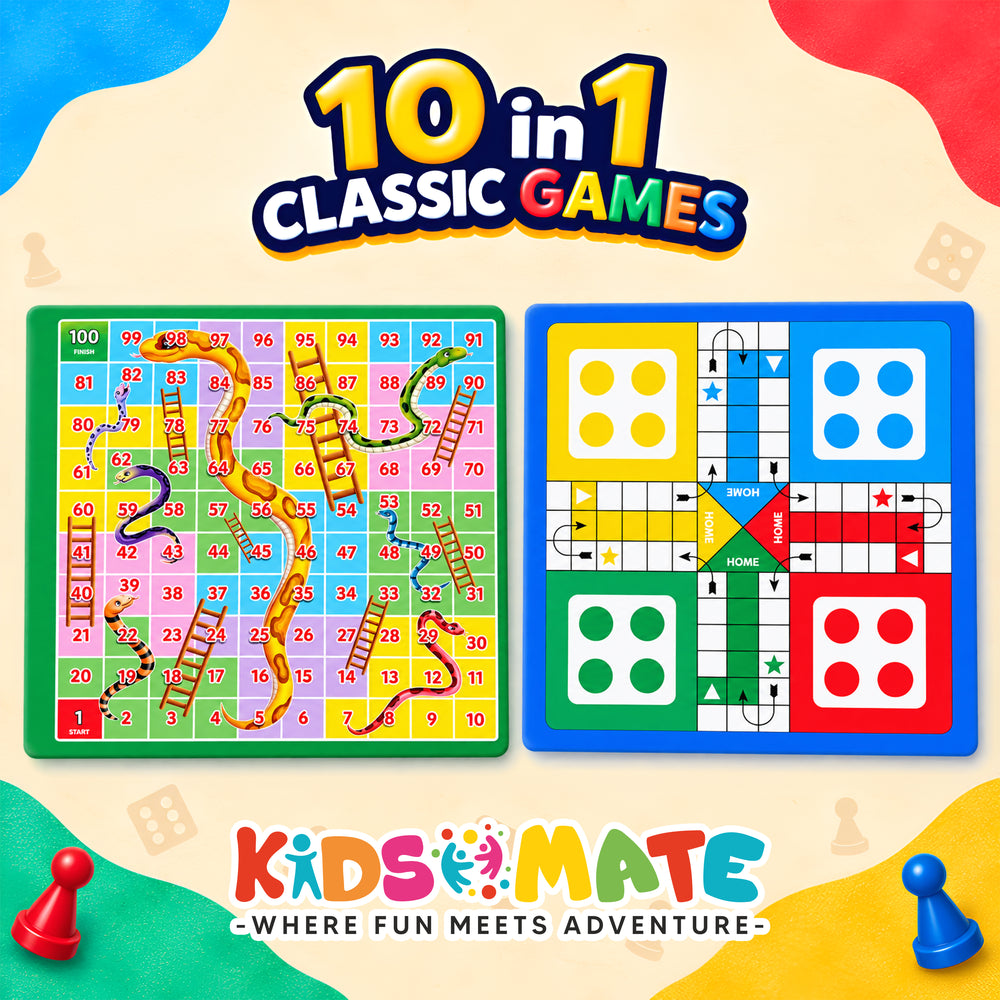 Kidsmate Classic Board Games 10 in 1 Set theKidsmate.com