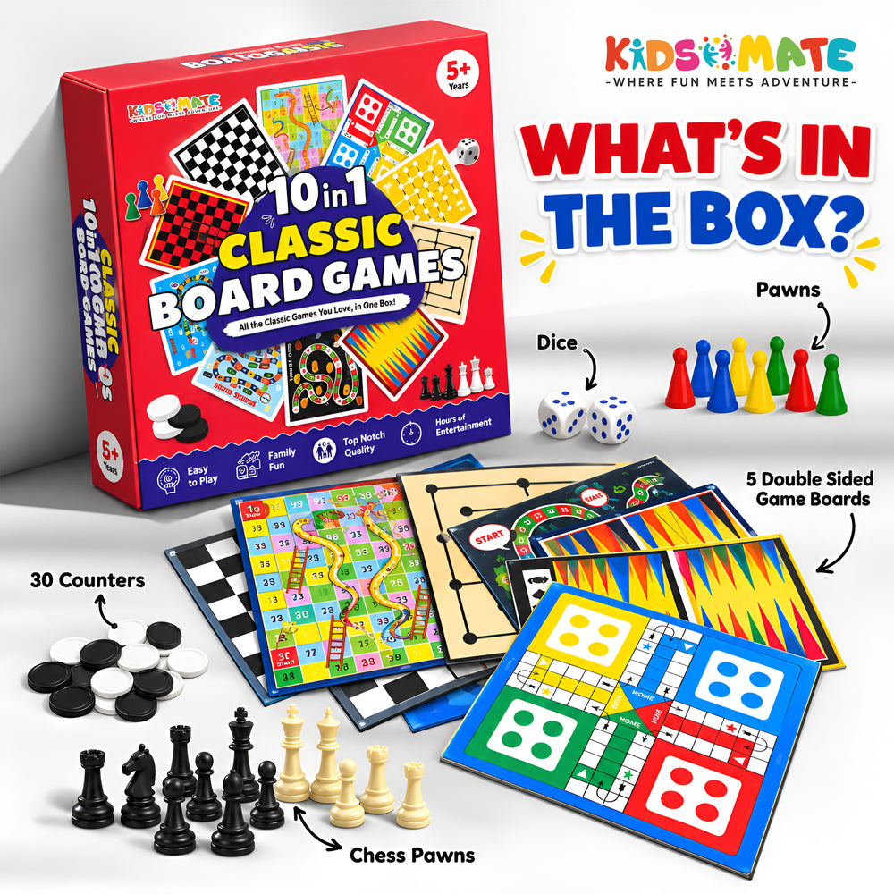 Kidsmate Classic Board Games 10 in 1 Set theKidsmate.com