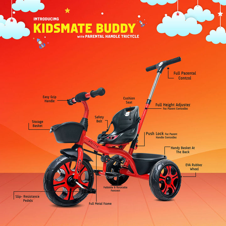 Kidsmate Buddy Plug N Play Kids/Baby Tricycle with Parental Control Kidsmate