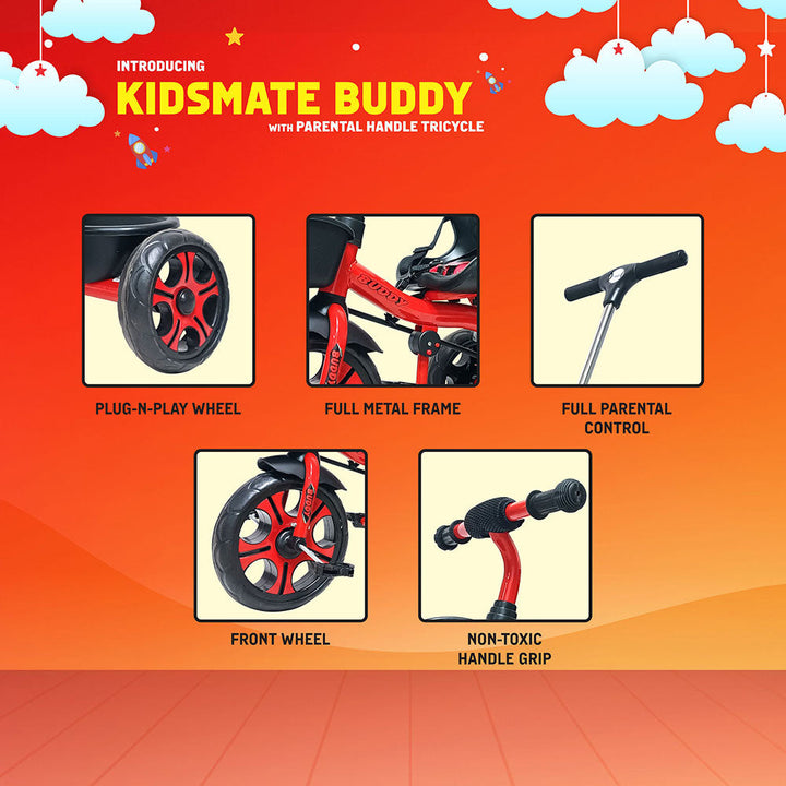 Kidsmate Buddy Plug N Play Kids/Baby Tricycle with Parental Control Kidsmate