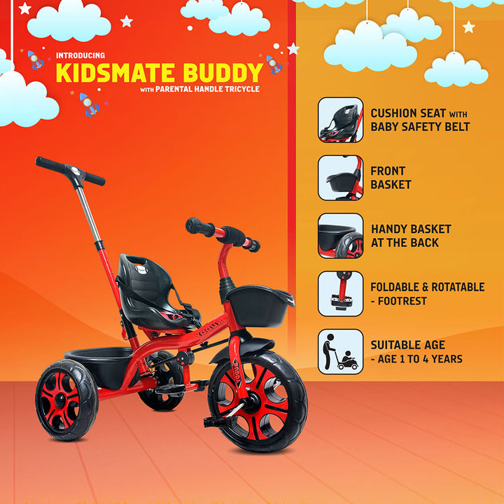 Kidsmate Buddy Plug N Play Kids/Baby Tricycle with Parental Control Kidsmate