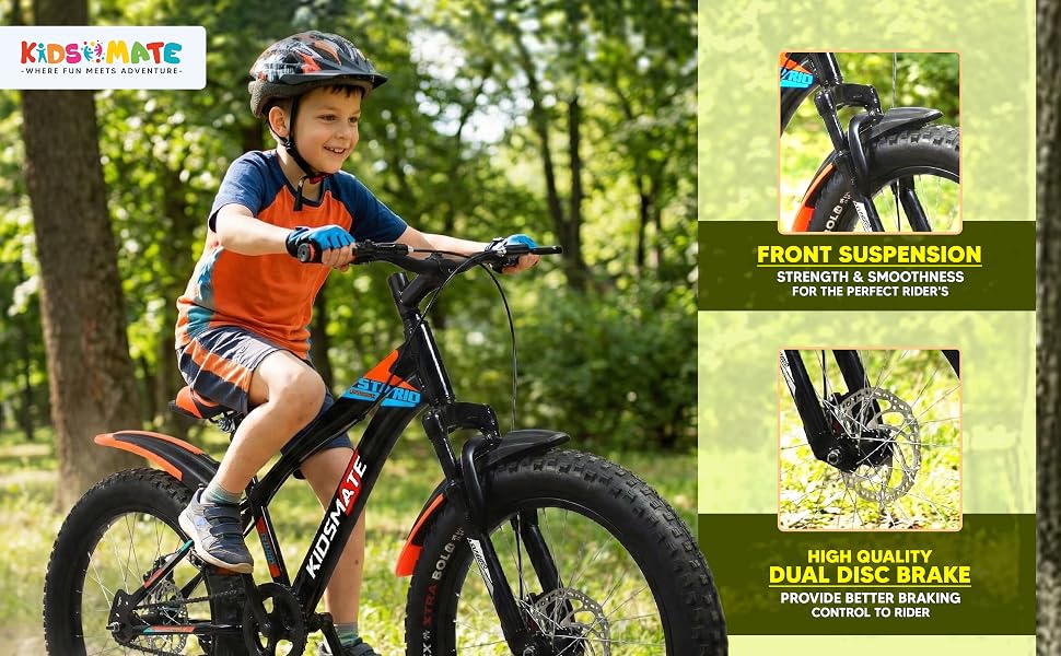 Kidsmate Stario 20-Inch Fat Tyre Kids Bike with Front Suspension & Dual Disc Brakes