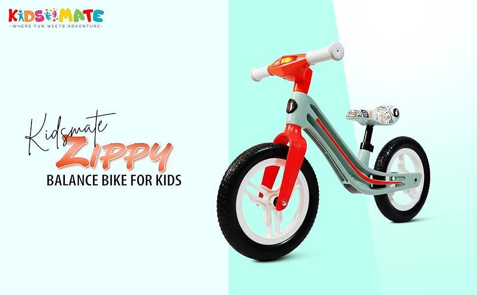 Kidsmate Zippy Balance Bike with Adjustable Seat | EVA Tyres | Music & LED Lights