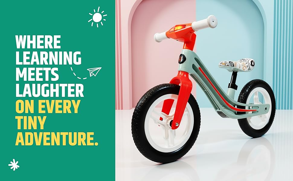 Kidsmate Zippy Balance Bike with Adjustable Seat | EVA Tyres | Music & LED Lights
