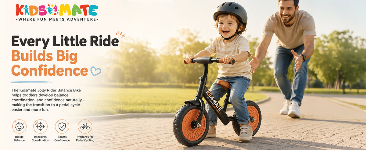 Kidsmate Jolly Rider Balance Bike with EVA Tyres & Cushioned PU Seat