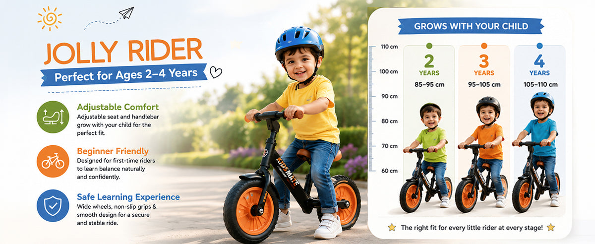 Kidsmate Jolly Rider Balance Bike with EVA Tyres & Cushioned PU Seat