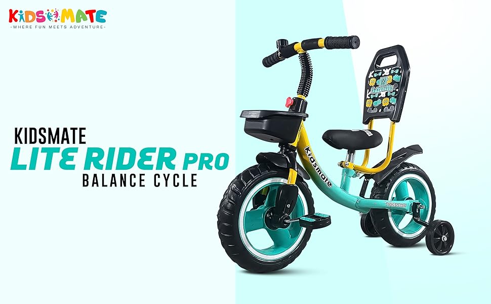 Kidsmate Lite Rider Pro Balance Bike | Training Wheels and Adjustable Seat