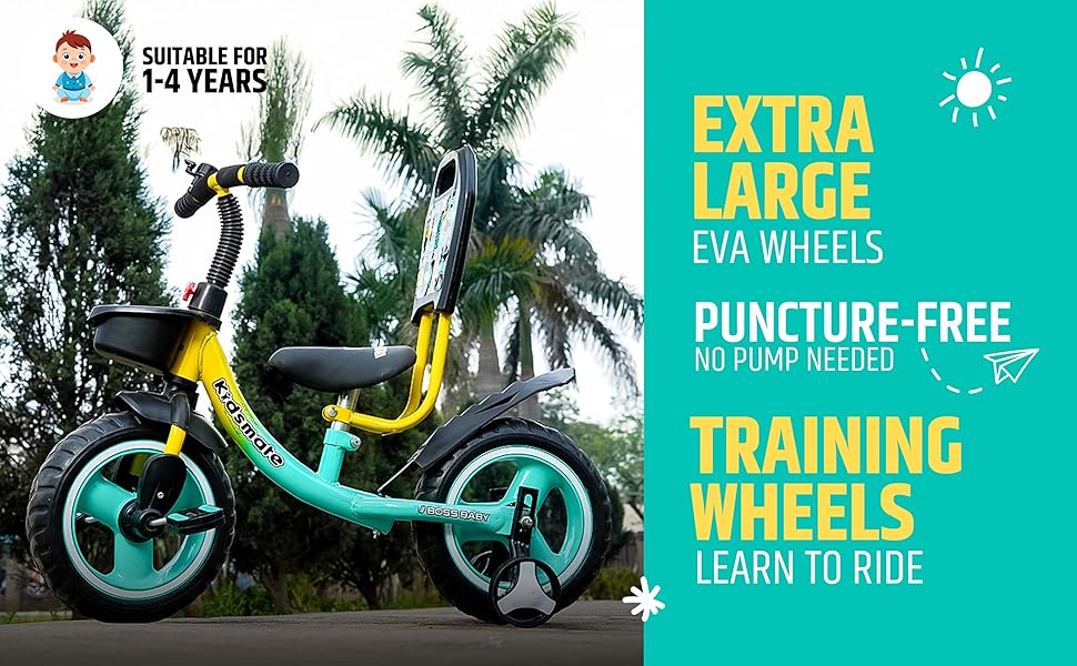 Kidsmate Lite Rider Pro Balance Bike | Training Wheels and Adjustable Seat