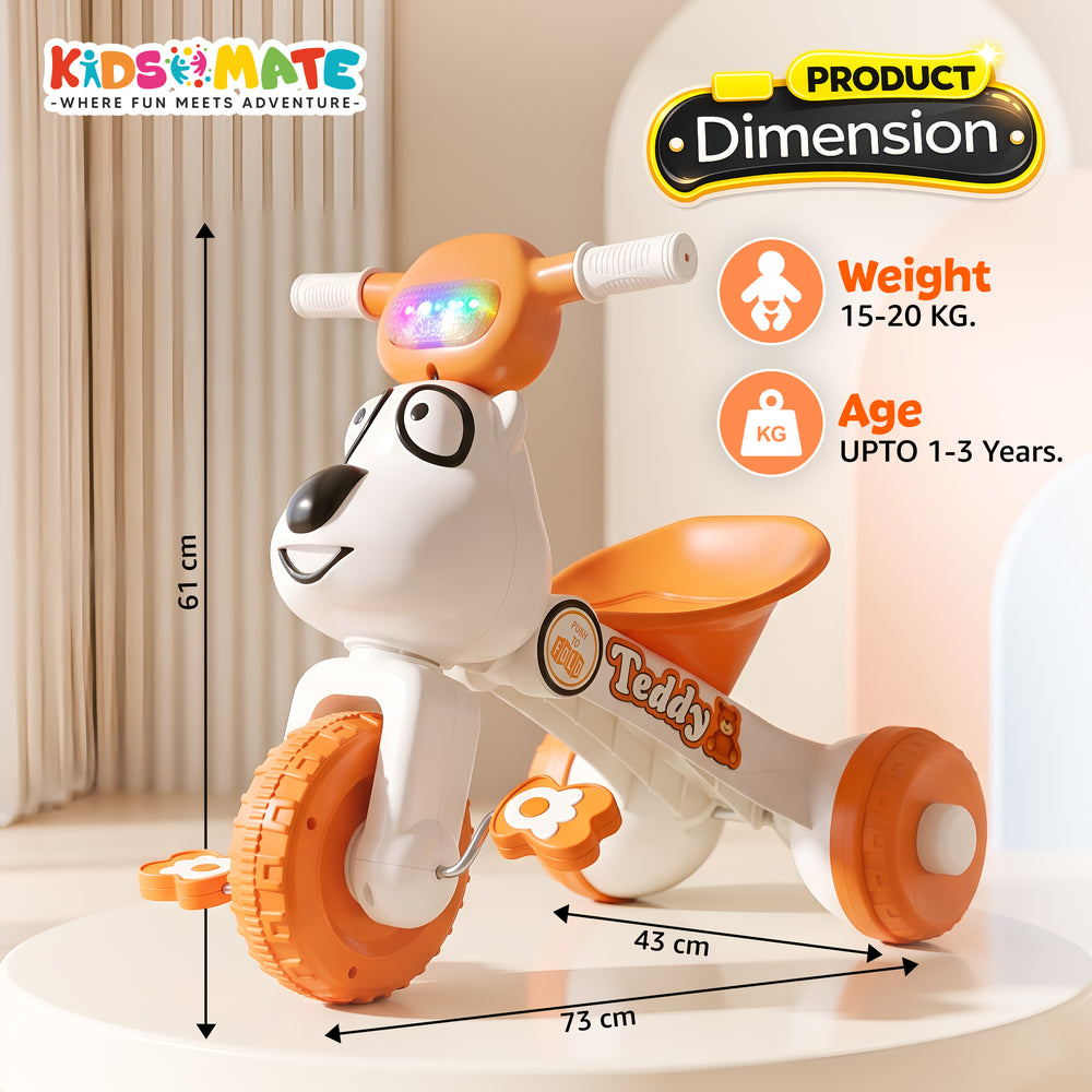 Kidsmate Teddy tricycle dimension diagram